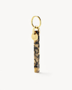 Bar Keychain in Blonde Tortoise - Gold