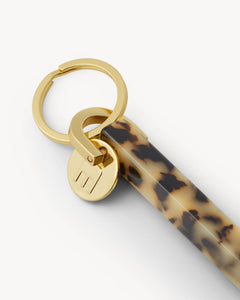 Bar Keychain in Blonde Tortoise - Gold