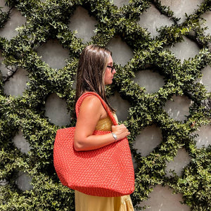 Parker & Hyde -  Oversized Woven Tote Burnt Orange