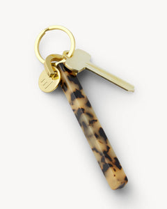 Bar Keychain in Blonde Tortoise - Gold