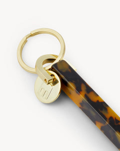 Bar Keychain in Classic Tortoise - Gold