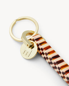 Bar Keychain in Tortoise Checker - Gold