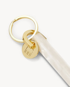 Bar Keychain in White Shell - Gold