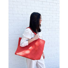 Load image into Gallery viewer, Parker &amp; Hyde -  Oversized Woven Tote Burnt Orange
