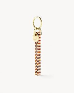 Bar Keychain in Tortoise Checker - Gold